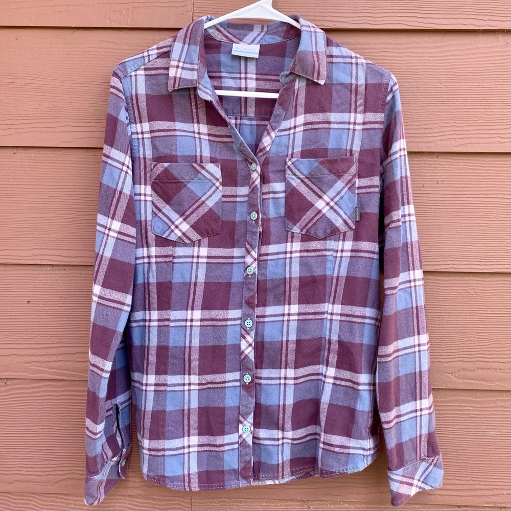 NWOT Columbia Purple Plaid Button Up Flannel - Size Medium